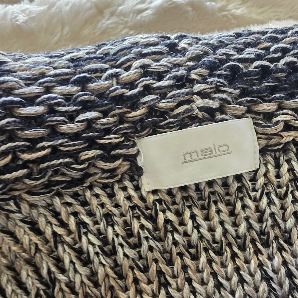 Made In italy Cozy Marled Gray Cropped Shawl-Collar Women’s Sweater- 100% Cotton - Picture 4 of 6